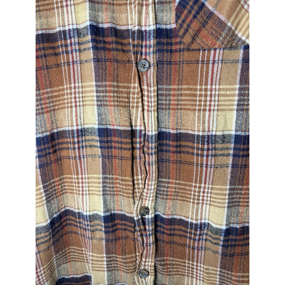 Vtg Stanley Plaid Workwear Shirt Mens Size Large Brown Long Sleeve Button Front - Picture 3 of 7
